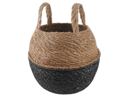 Vidaxl Cachepot Com Alças Preto Ø 22 X 20 Cm 100% Erva Marinha