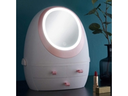 Xjzka Organizadores de Cosméticos Caixa de Armazenamento Transparente com Espelho Hd Luz Led Usb Lâmpada Recarregável Jóias Maquiagem À Prova de Poeir