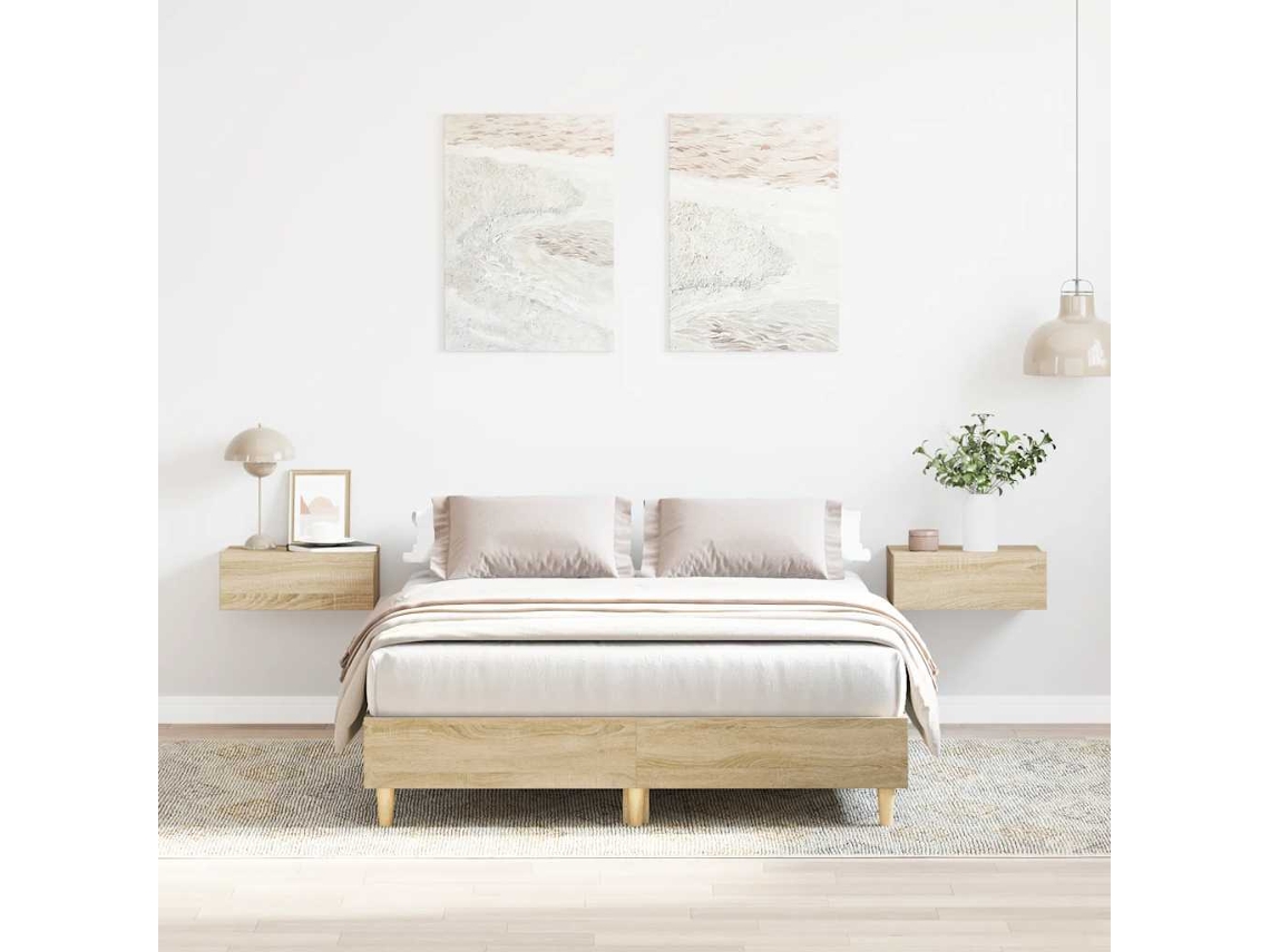 Vidaxl Estrutura De Cama Sem Colchão 140x190 Cm Carvalho Sonoma