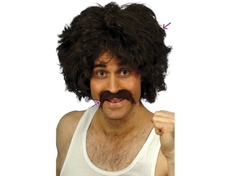 Adereços  Peruca E Bigode Castanho (Tam: Tamanho Único)