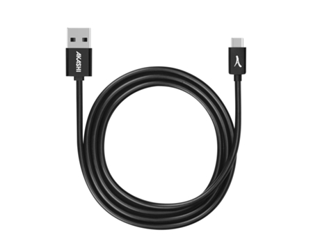 Cabo de carregamento e sincronização USB para USB C (1 m), preto, Akashi