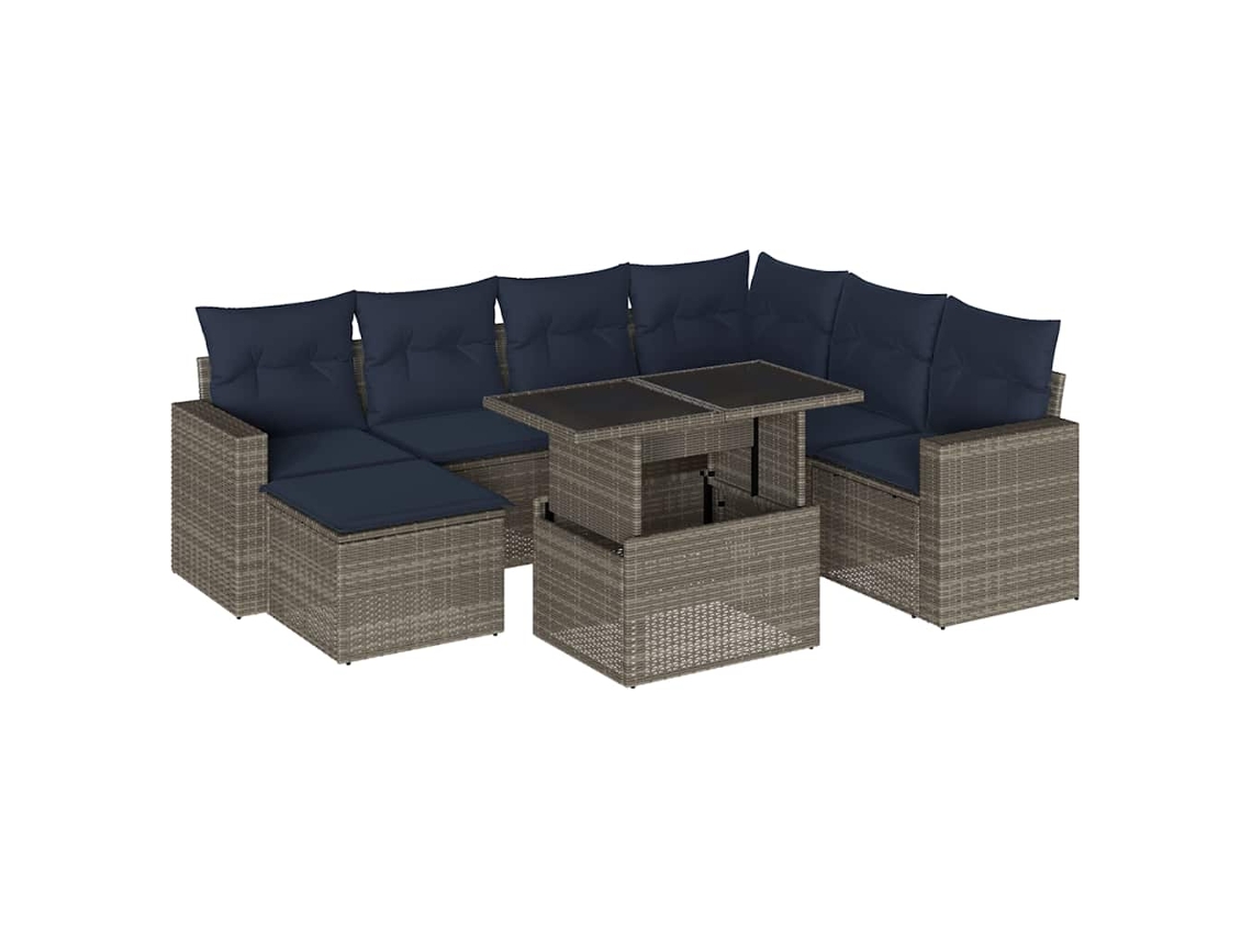 Conjunto de Sofá de Jardim, 8 Peças, Almofadas, Rattan Cinza MAISON EXCLUSIVE