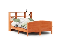 Cama com Estante em Pinho Maciço Castanho Mel MAISON EXCLUSIVE Sem Colchão 120x200 cm