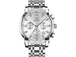 Lurelia Relógio Cronógrafo Masculino, Movimento De Quartzo, Analógico, Data/calendário, Luminoso, Detalhes Com Strass, 41 Mm, Aço Inoxidável