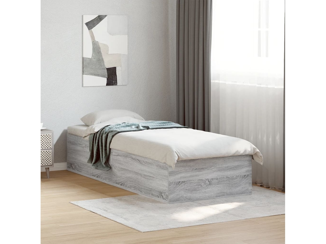 Vidaxl Estrutura Cama 90x190 Cm Derivados De Madeira Cinzento Sonoma