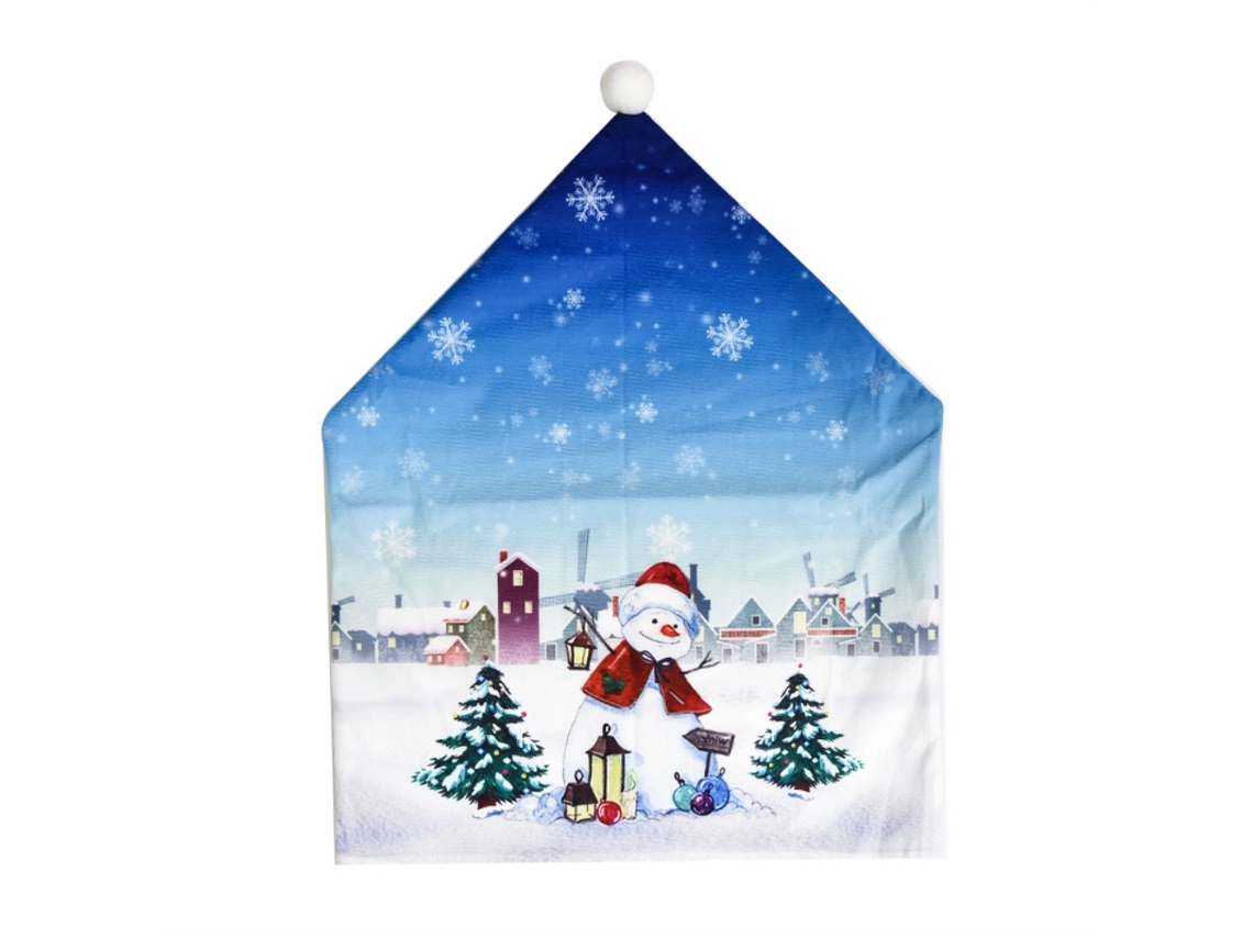 Capa de Cadeira Christmas LAXISCREED com Padrão de Boneco de Neve, Pai Natal e Alce