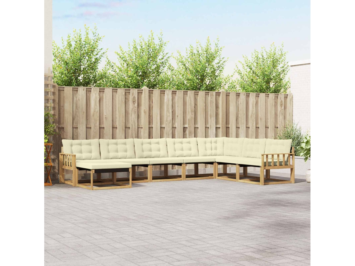 Vidaxl Conjunto De Sofás Para Exterior 8 Unid. Branco E Creme
