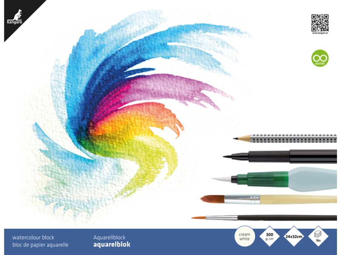 Bloco de Papel Aquarela Canguru 240 X 320 Mm 16 Folhas KANGARO