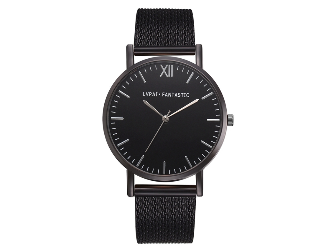 Relógio feminino Lvpai, modelo casual e elegante, com pulseira de silicone preta e prateada.