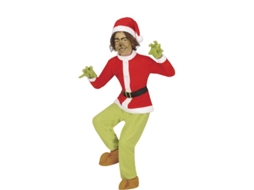 Fato de duende rabugento de Natal verde para menino