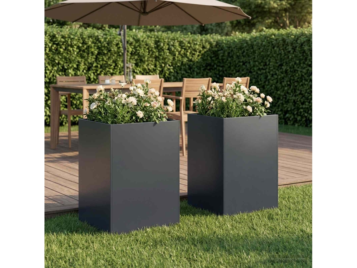 Vidaxl Vaso De Jardim 2 Unid. Antracite 40 X 40 X 75 Cm
