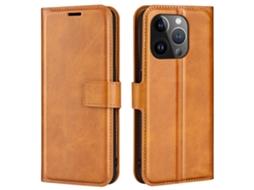 Capa Textura Gémeo Para Iphone 15 Pro Max Pele Sintética Magnética Amarelo