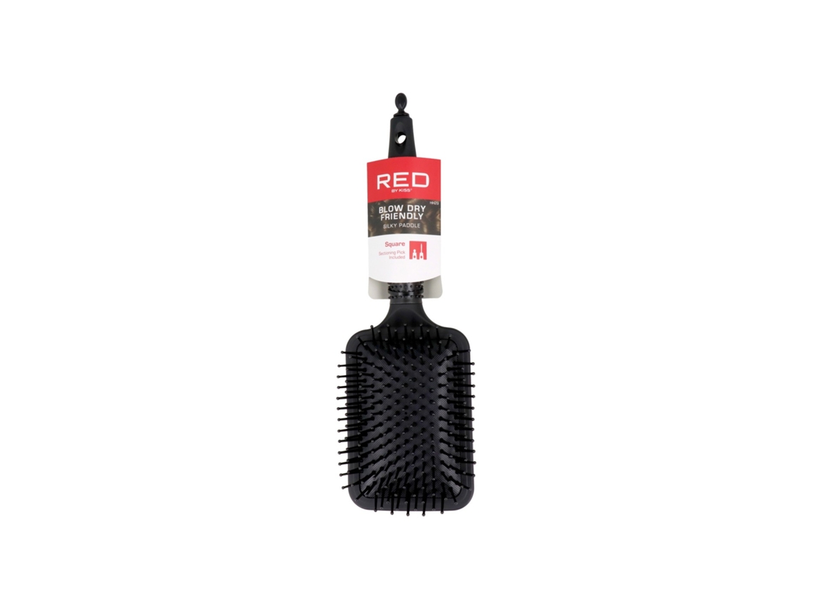 Rubberized Paddle Brush RED KISS (square)