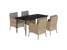 Garden Dining Set, Garden Dining Sets Vidaxl Bege Rattan / Vime (160 Cm Table Length)
