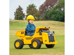 Caminhão De Brinquedo Caterpillar Com Controle Remoto, Faróis, Balde E Pá, 110x70,5x61,5 Cm, Na Cor Amarela - Licenciado