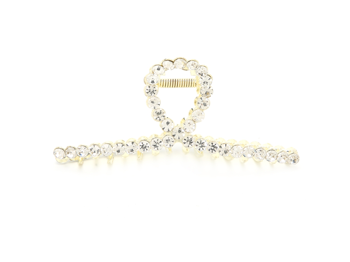 Grampo De Cabelo Claw Com Pérola Artificial E Strass Acessório Decorativo Antiderrapante De Metal