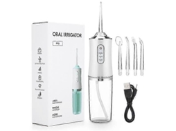 Irrigador Oral Portátil Dental Water Flosser Usb Recarregável Jato de Água Fio Dental Pick 4 Jet Tip 220ml 3 Modos Ipx7 1400rpm bom TAISHENGDA