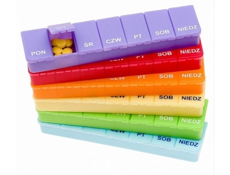 Caixa de dosagem de medicamentos semanais sortidos uma vez ao dia 1 unidade El Comp