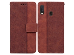 Capa De Celular Em Couro Com Relevo Geométrico Para Samsung Galaxy A10e / A20e