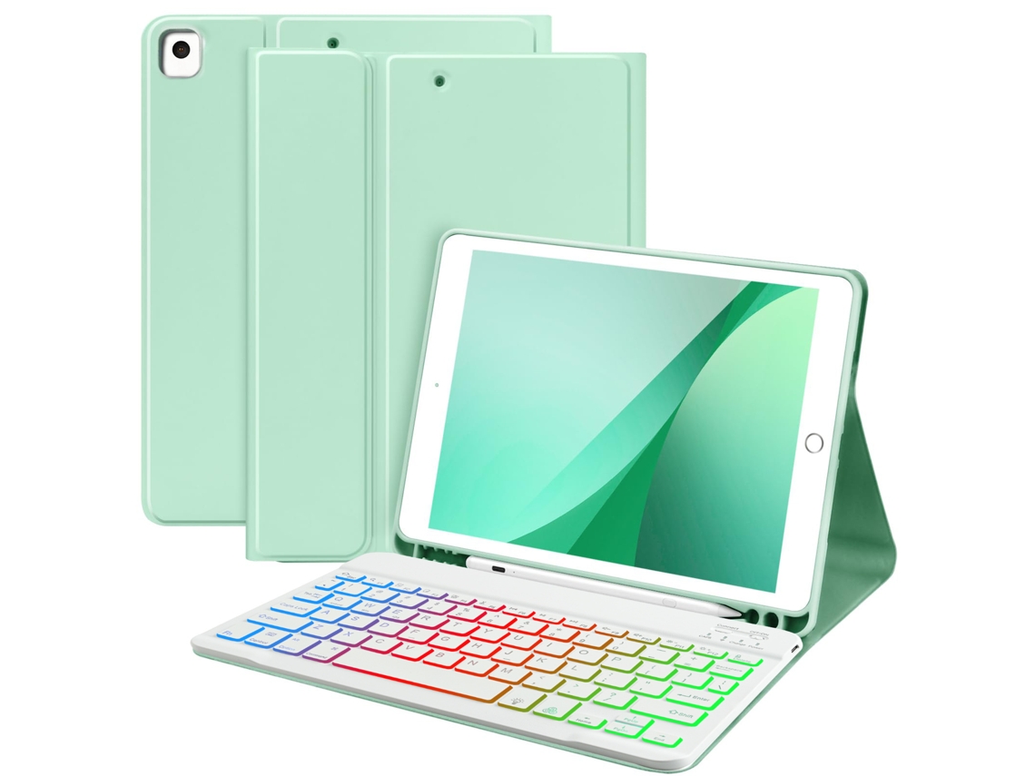 Capa Teclado Bluetooth Czhhmart Para Ipad Air 6/7 (11) Polegadas, Teclado Retroiluminado Magnético (verde)