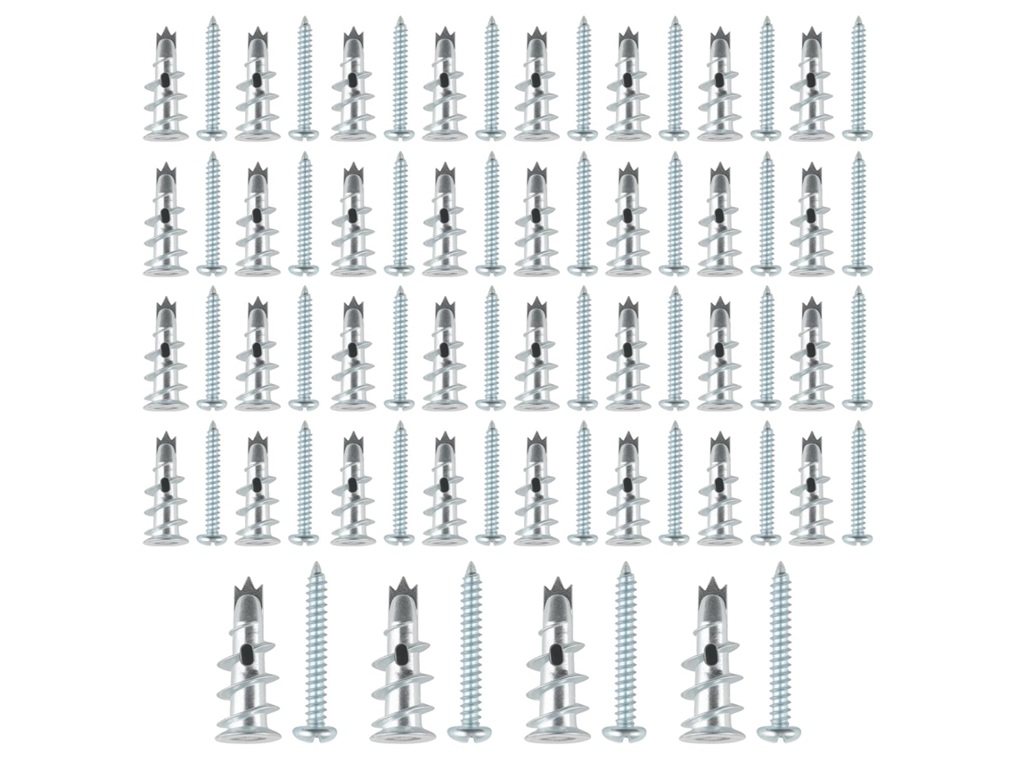 Pacote com 80 fixadores de gesso cartonado reforçados, buchas para drywall, parafusos de ancoragem autoperfurantes para paredes.