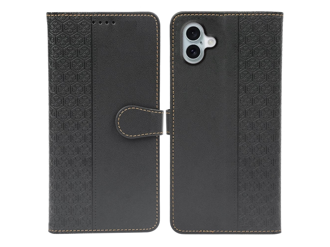 Capa Em Couro Pu Magnético Para Apple Iphone 16 Preto