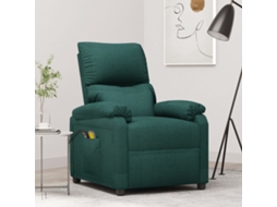 Vidaxl Poltrona De Massagens Elétrica Tecido Verde-escuro