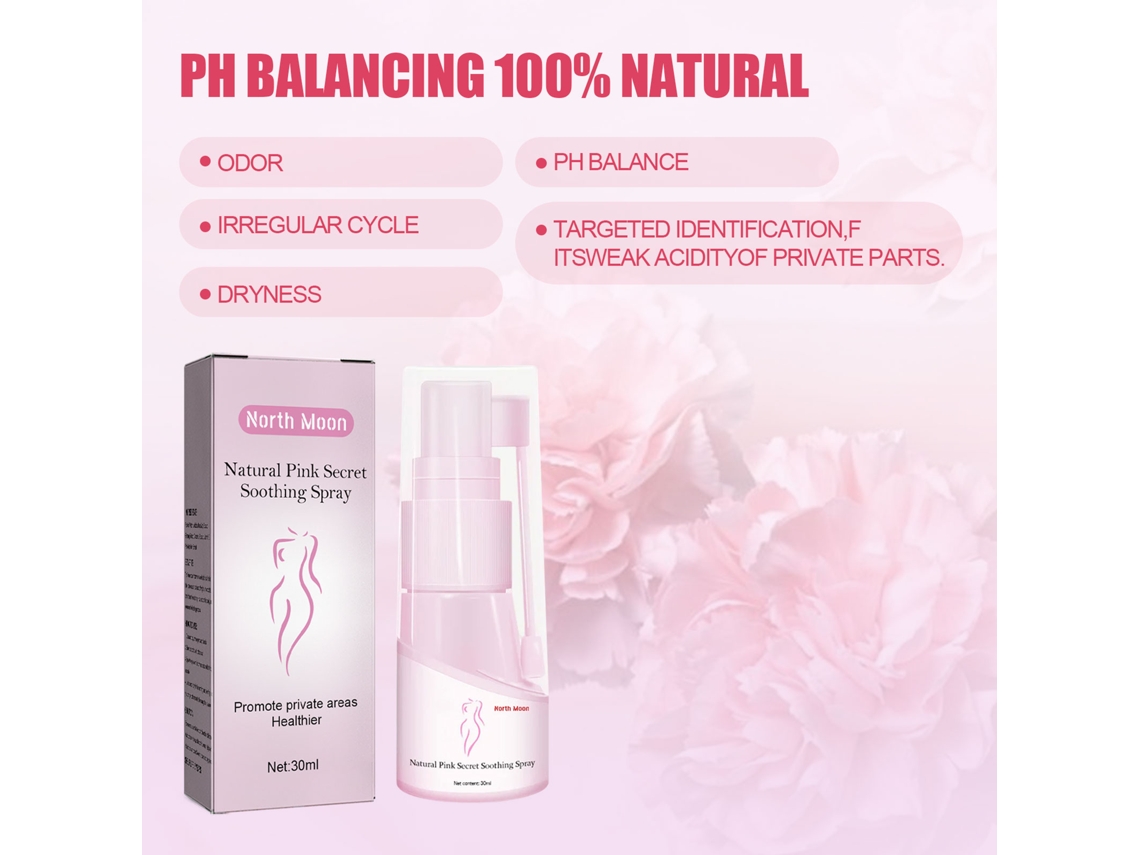 Spray Calmante North Moon Natural Pink Secret 30ml Para Área Íntima - Aliviação Imediata E Equilíbrio Ph