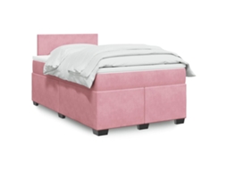 Vidaxl Cama Boxspring Com Colchão 120x190 Cm Veludo Rosa