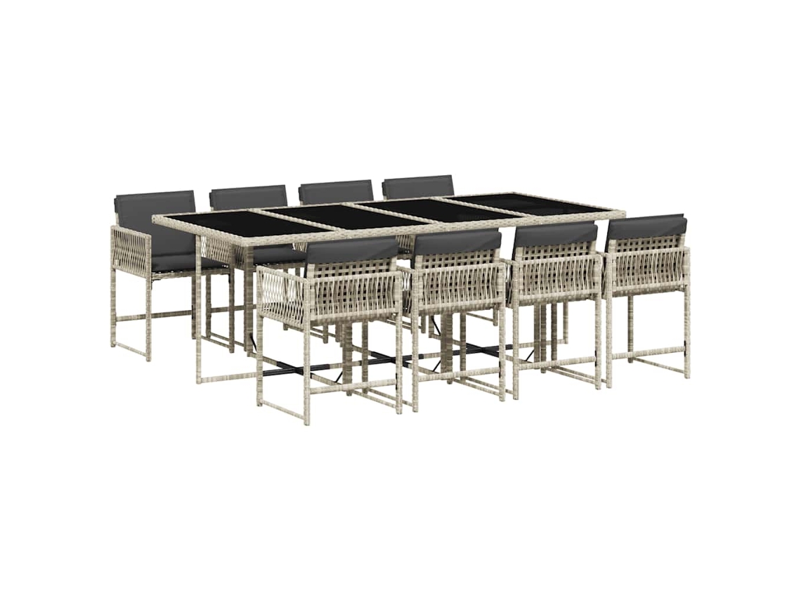 Conjunto de 9 Jantar para Jardim com Almofadões Cinzento Claro MAISON EXCLUSIVE