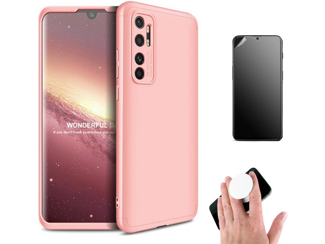 Kit Capa e Película Xiaomi Mi Note 10 Lite Ultimatte Slim Armor 360º Popsocket Rosa