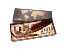 Pluma De Caligrafia Retro Com Padrões Gravados Elegante Para Lar Cor Granate