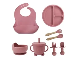 Conjunto De 8 Peças Em Silicone Para Alimentação De Bebés | Produtos Para Bebés Que Estimulam A Autoalimentação (rosa 1)