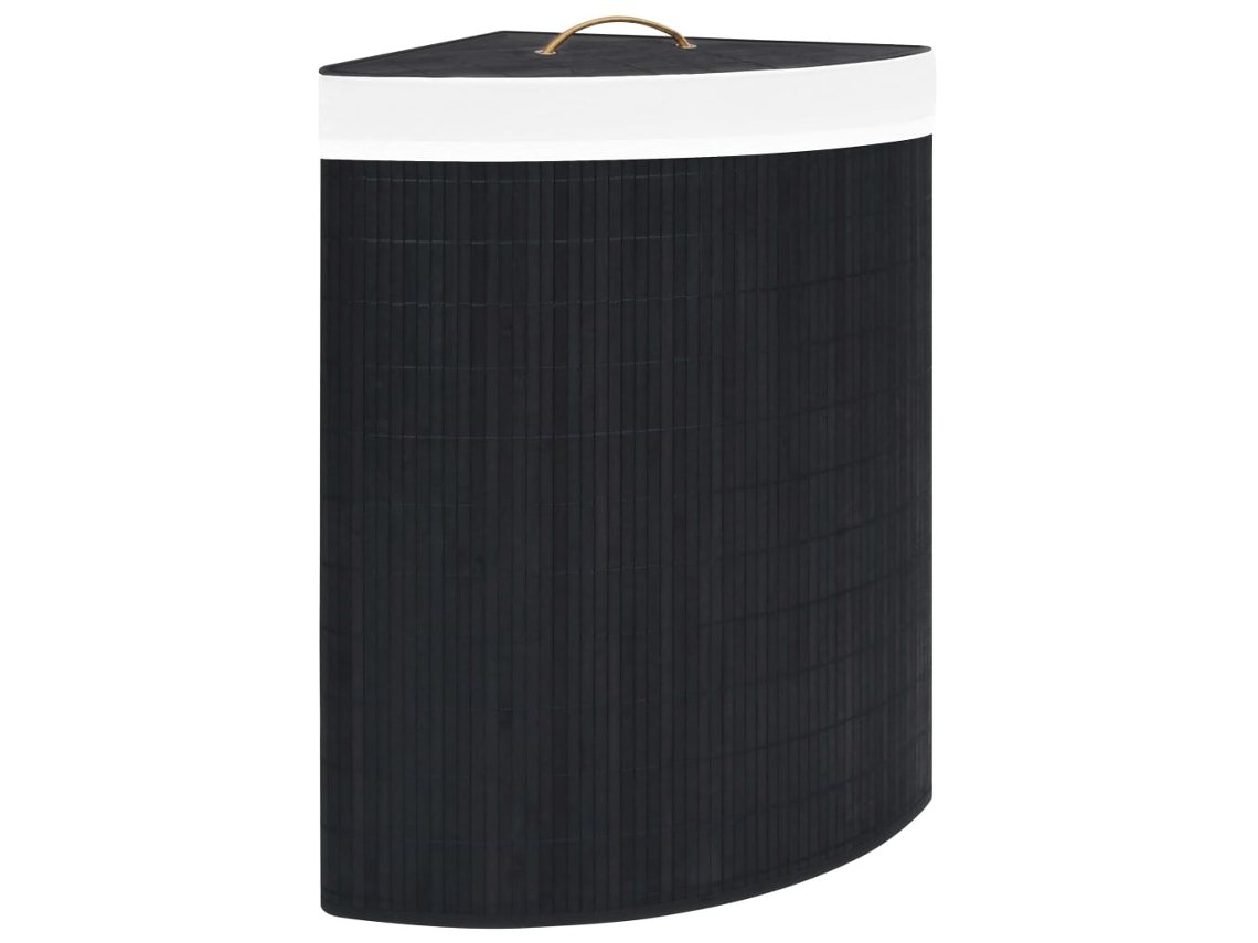 Cesto De Canto Para Roupa Suja 60 L Bambu Preto