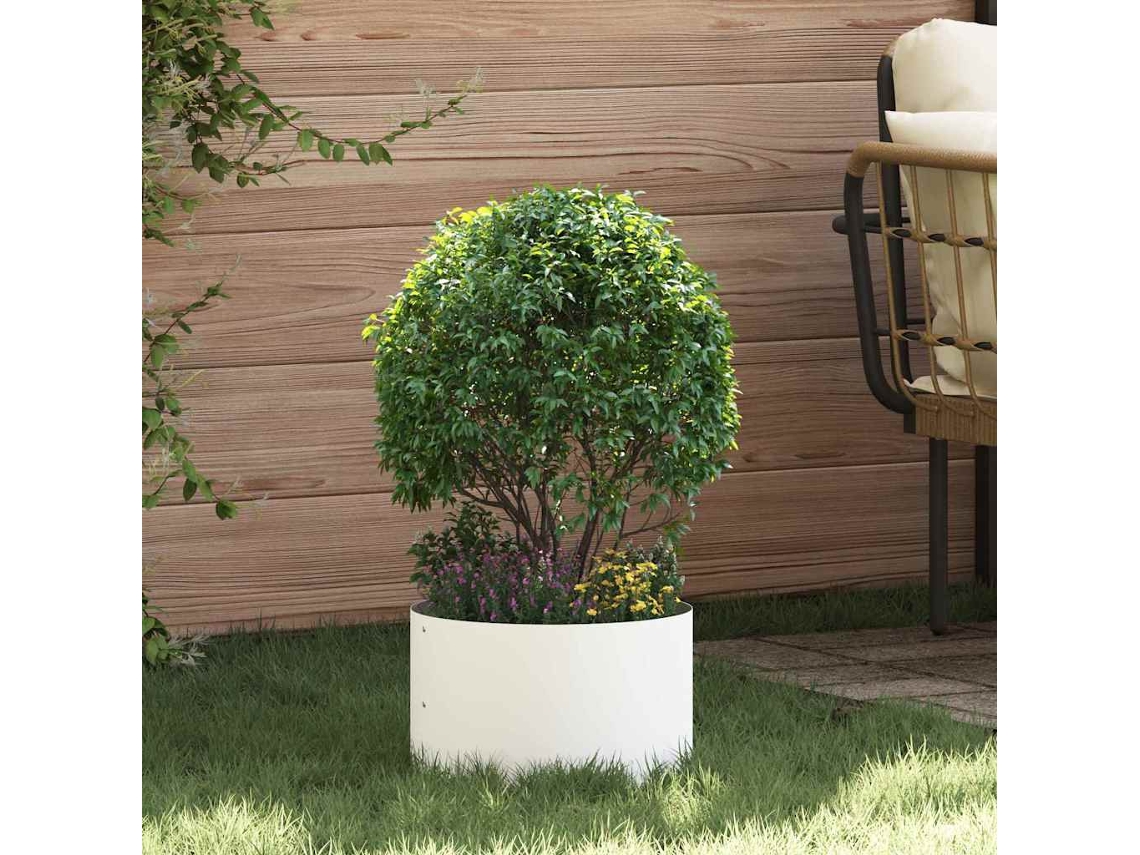 Vidaxl Anel De Vaso Branco 30 X 30 X 20 Cm Aço Laminado A Frio