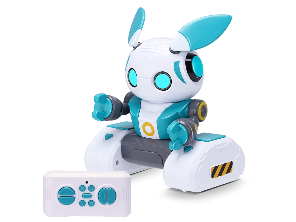 Mali brinquedo Robô Controle Remoto 2.4ghz Recarregável com Música Olhos Led Presente de Aniversário para Meninos Meninas Branco e Verde