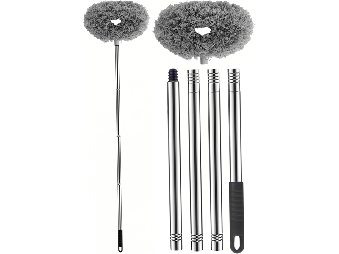 Limpador De Ventilador Teto Com Espanador Extensível Até 55 Polegadas 30cm, Espanador Reutilizável Com Cabo De Alumínio