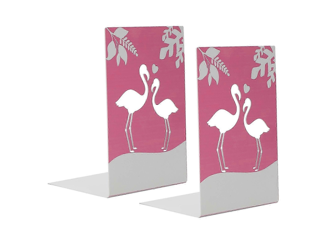 Conjunto De 2 Suportes Para Livros Em Metal, Estáveis, Para Mesa, Com Prateleiras De Apoio, Para Escritório Em Casa, Com Estampa De Flamingo