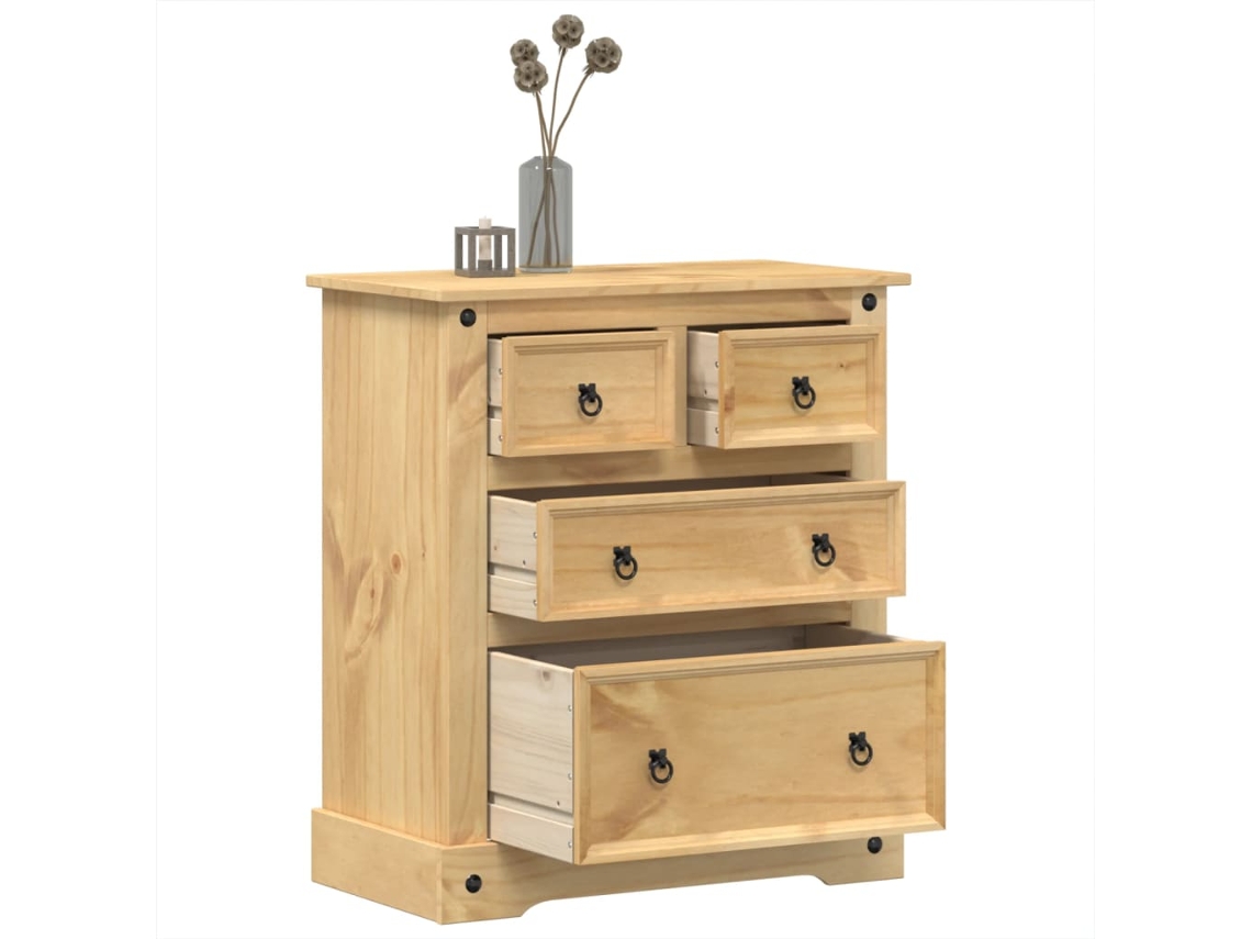 Vidaxl Armário Com Gavetas Corona 80x43x91 Cm Madeira De Pinho Maciça