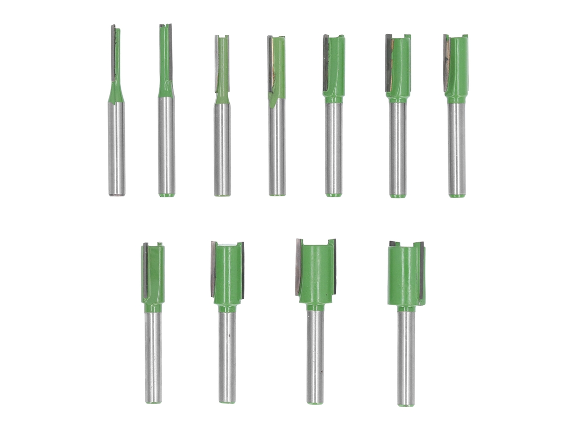 11pcs Brocas De Router Com 6mm De Gola De Aço Tungstênio Flauta Simples Dupla Para Recorte E Gravura