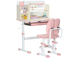 Mesa Infantil, Altura Ajustável, Soluções De Armazenamento, Rosa