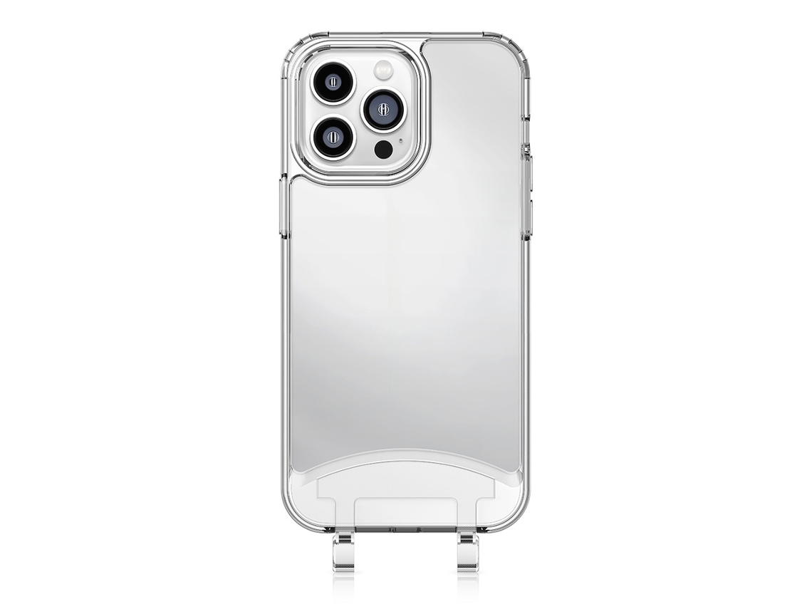 Lurelia Capa Tpu Com Cordão Para Iphone 13, Metal, Antichoque, Espelho, Transparente