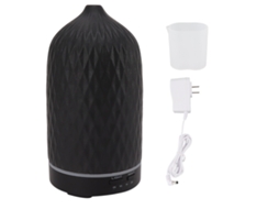 Humidificador difusor de óleos essenciais cerâmico com 7 luzes LED névoa fria ultrassom