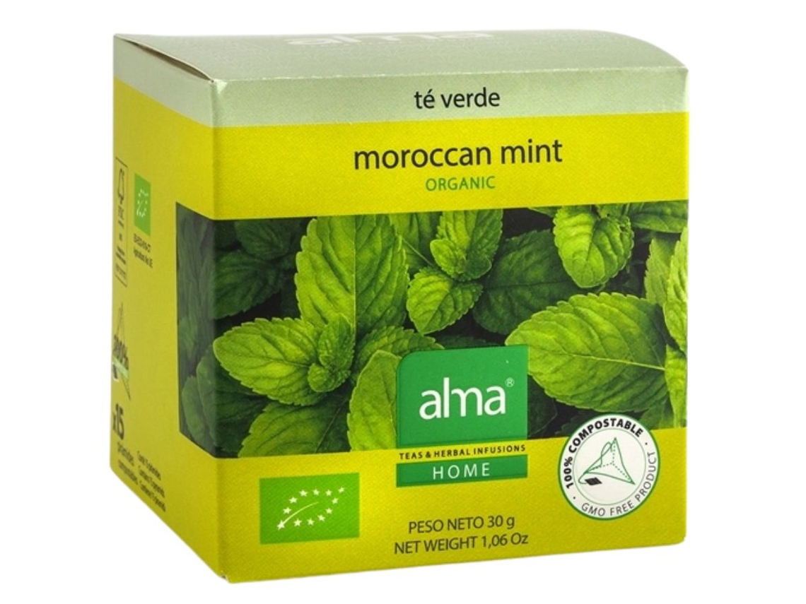 Infusão Chá Verde Moroccan Mint Bio 15 Pirâmides ALMA