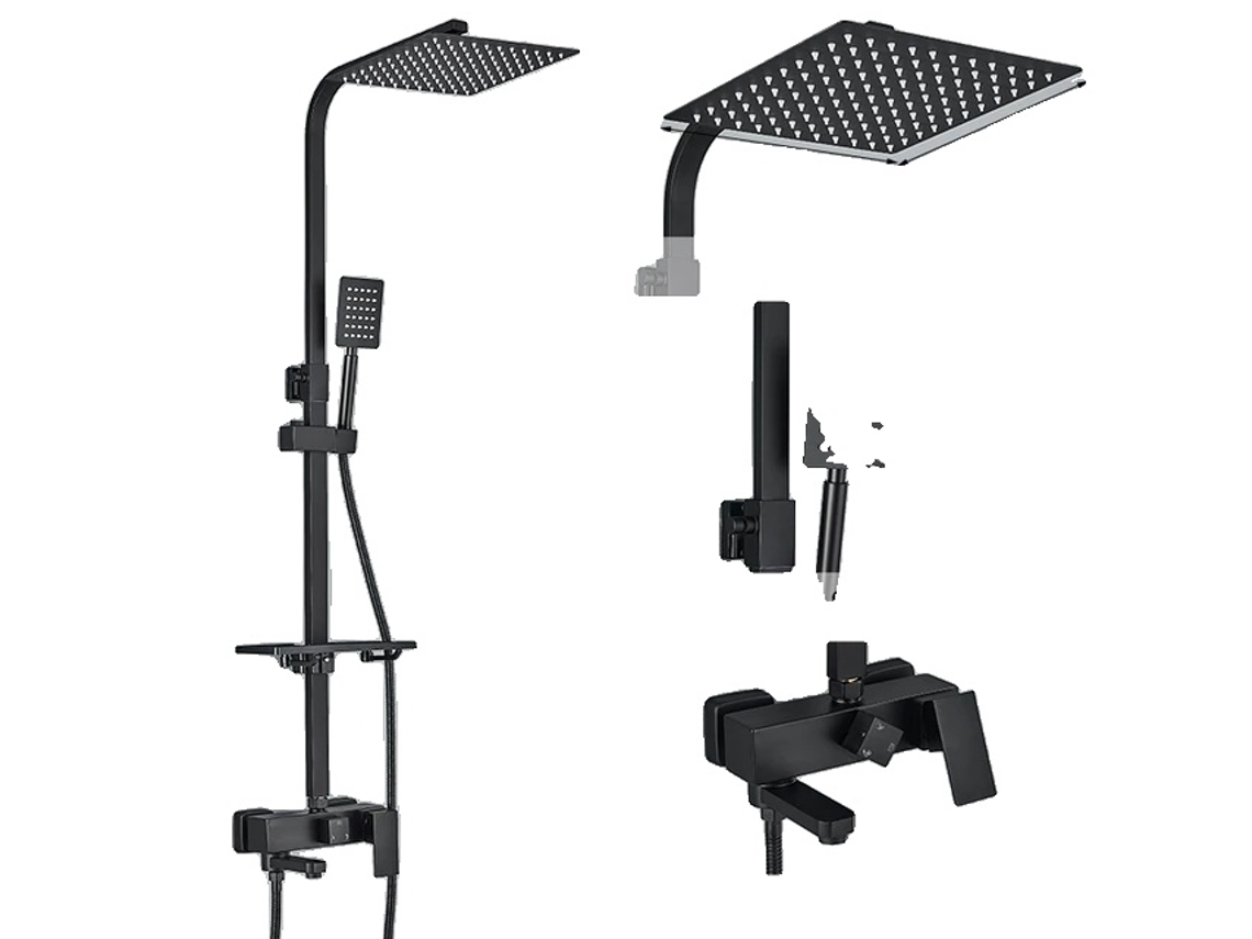 Conjunto De Torneira De Chuveiro, Montada Na Parede, Banheira Com Água Da Chuva,3-ways 12inch E