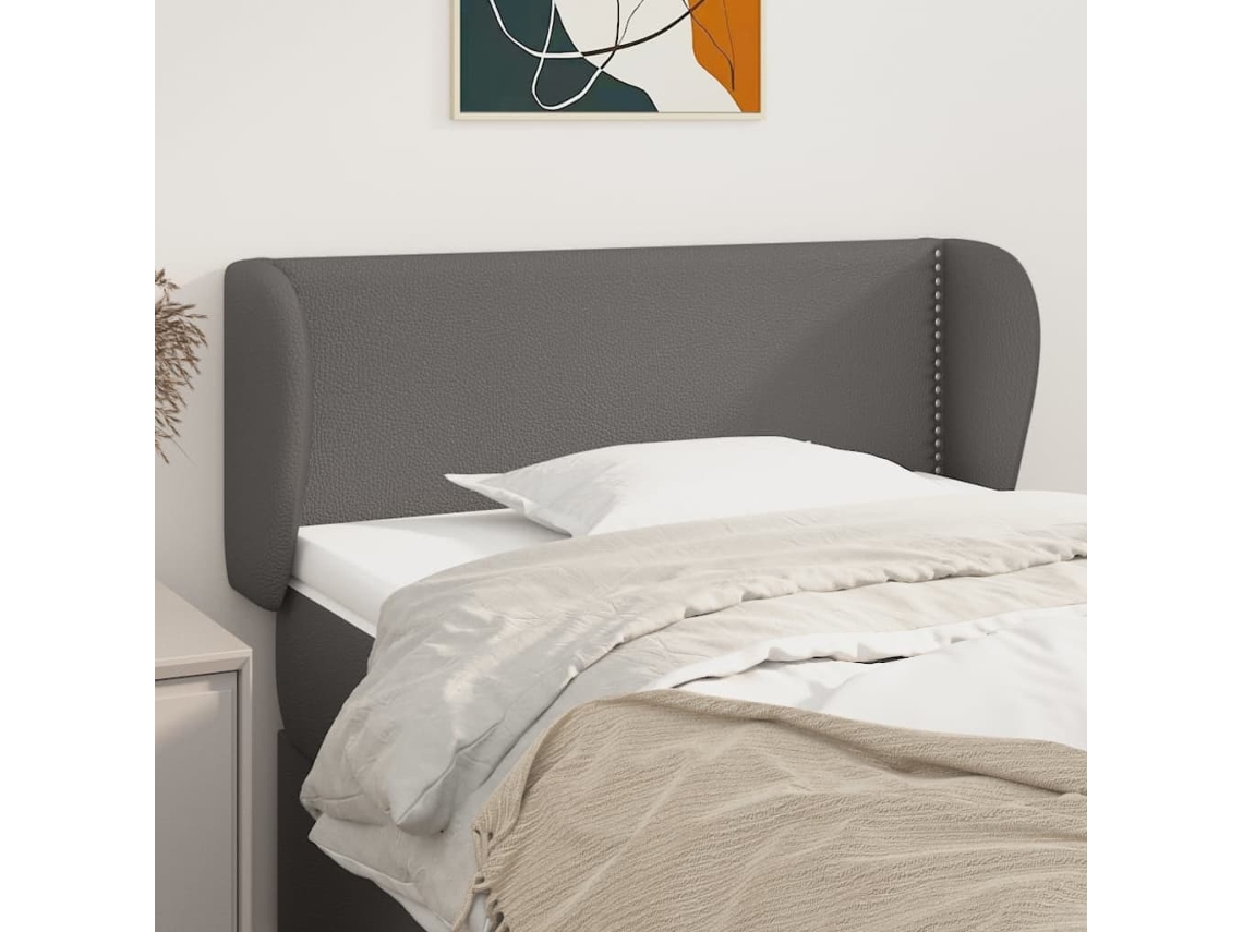 Vidaxl Cabeceira De Cama C/ Abas Couro Artificial 83x23x78/88 Cm Cinza