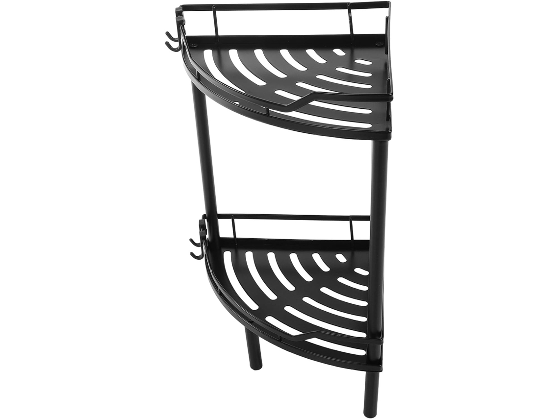 Prateleira De Canto Triangular Metal Preto Fosco Ciieeo Para Banheiro, Com 2 Níveis, Para Montagem Na Parede, 31cm De
