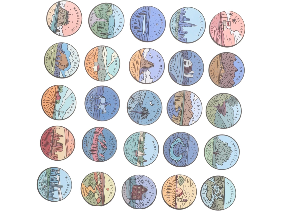 100 Adesivos De Pvc Impermeáveis Para Malas E Garrafas De Água, Com Desenhos De Paisagens 100 Adesivos De Pvc Impermeáveis Para Malas E Gokoco