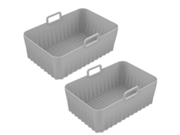 Forro Retangular De Silicone Reutilizável Para Fritadeira A Ar, Adequado Para Forno E Fritadeira A Ar Com Cesto Duplo, Acessórios De Cozinha(cinza)