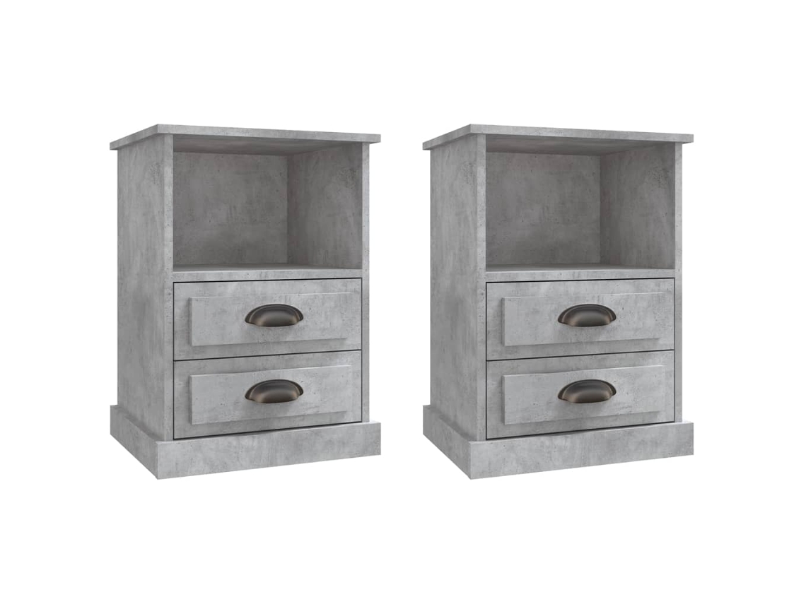 Bedside Cabinet, Bedside Cabinets Vidaxl Cinzeto Madeira Processada (n/a)